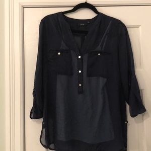 Dark Blue Sheer Top